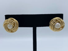 Load image into Gallery viewer, 14K Yellow Gold Love Knot Earrings with White Pearls
