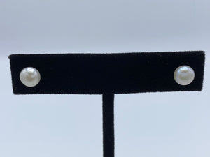 6-6.5 mm White Button Pearl Earrings