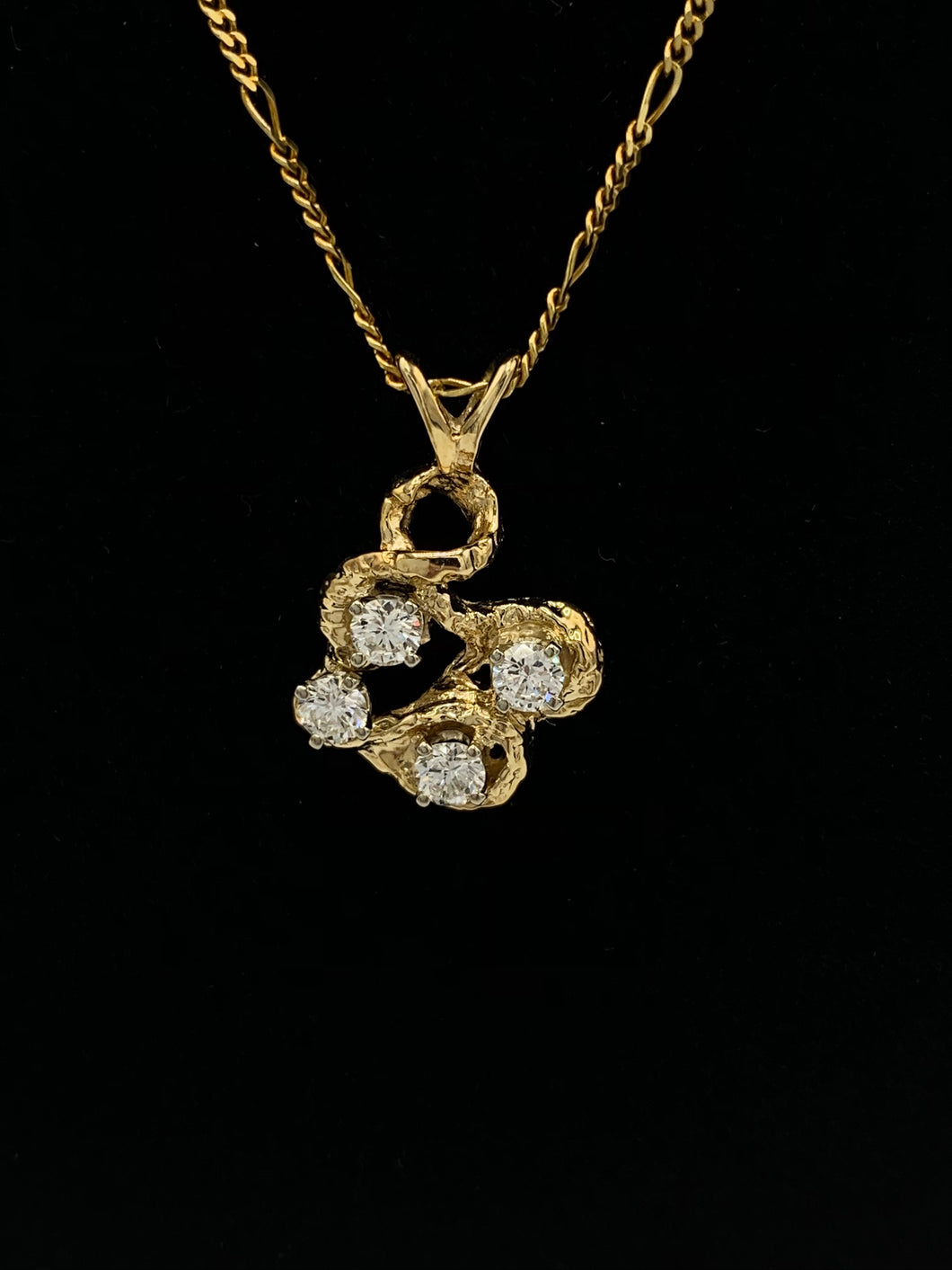 14K Yellow Gold Free Form Diamond Necklace