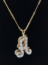 Load image into Gallery viewer, 14K White Gold Diamond Letter &quot;A&quot; Pendant

