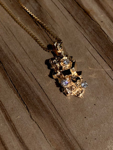 14K Yellow Gold Diamond Nugget Necklace