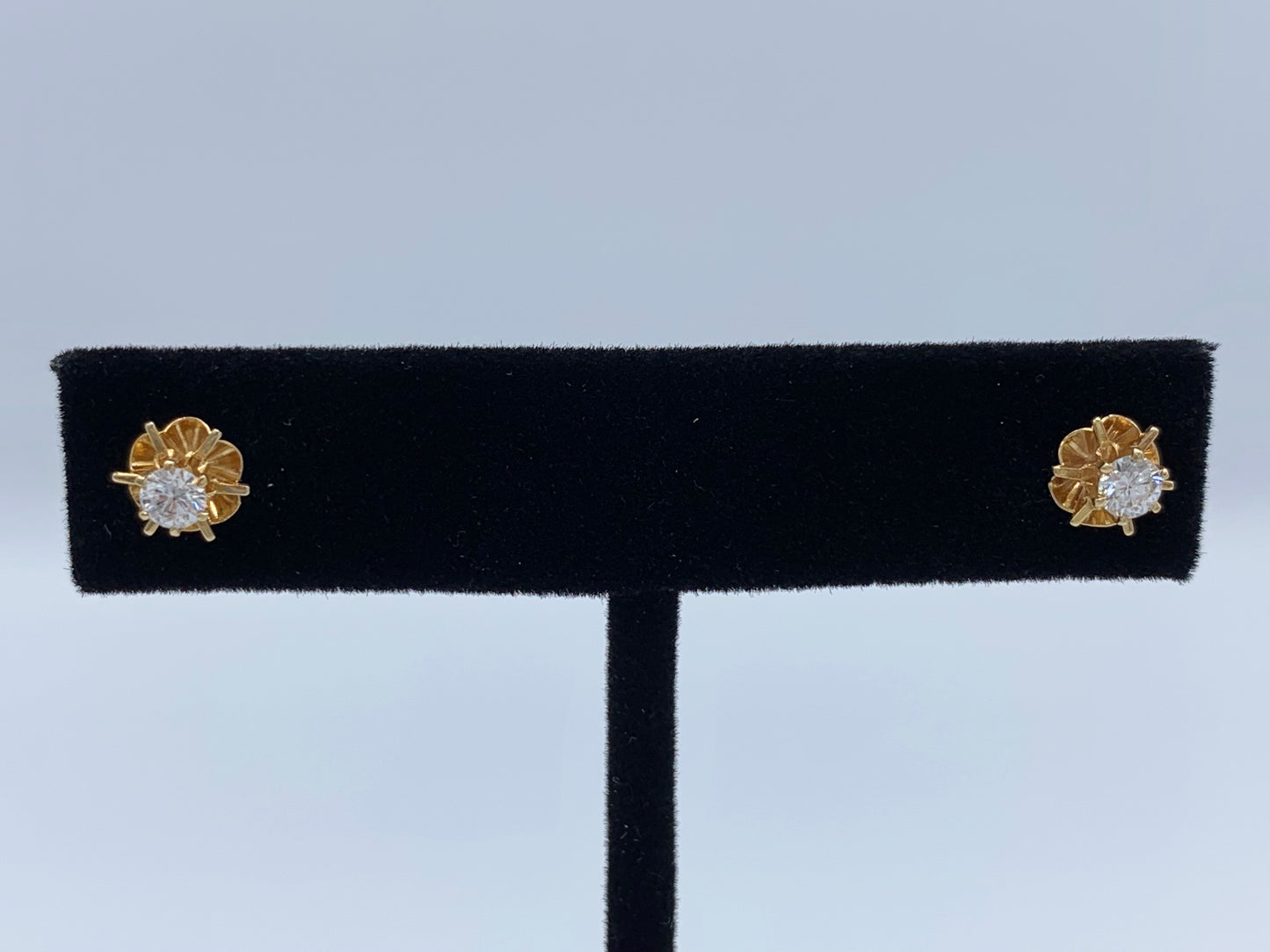 14K Yellow Gold Double Buttercup Diamond Stud Earrings