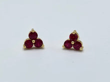 Load image into Gallery viewer, 14K Yellow Gold Lab Created Chatham Ruby Earrings
