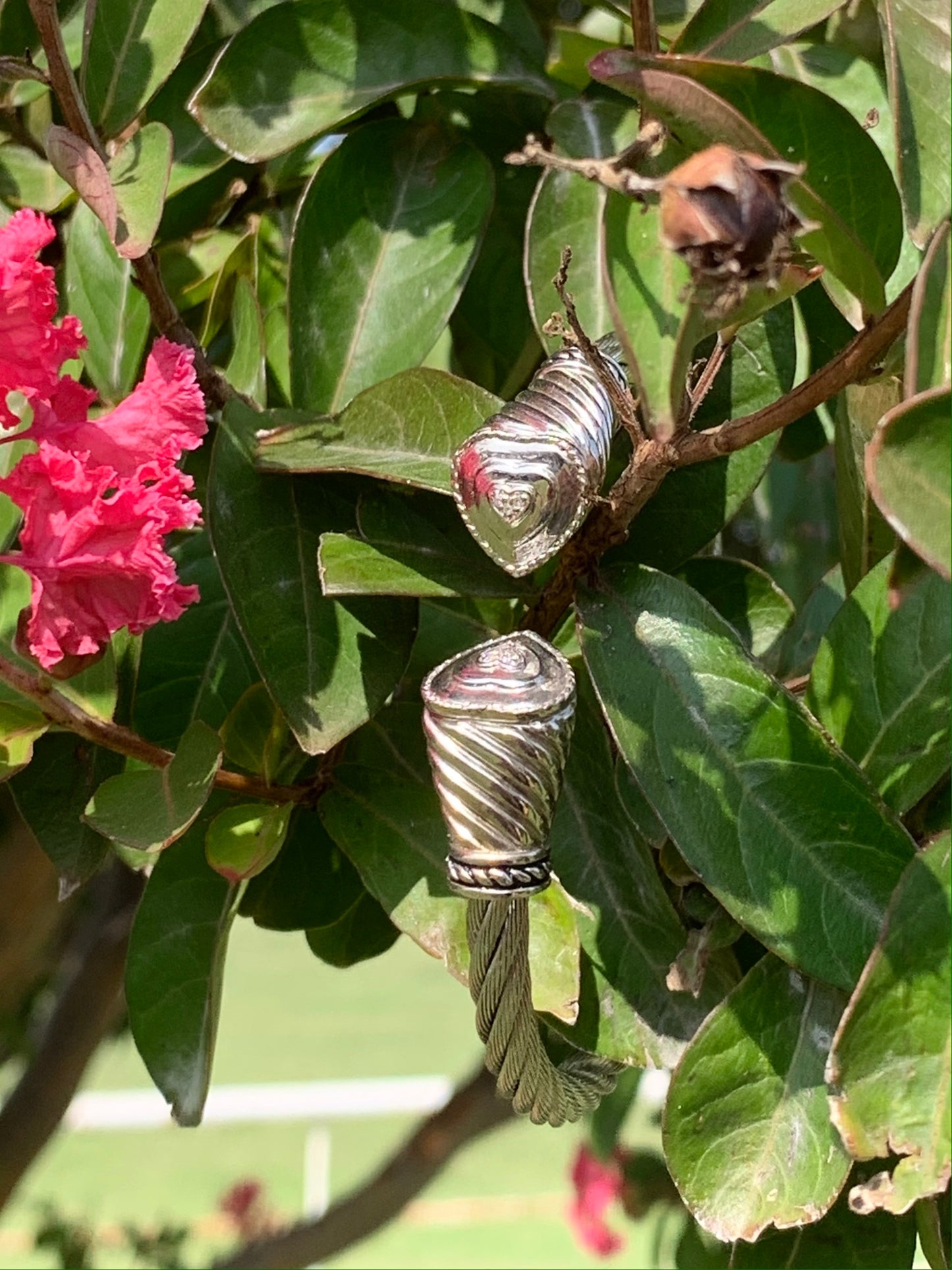 Sterling Silver and Stainless Steel Diamond Heart Bracelet