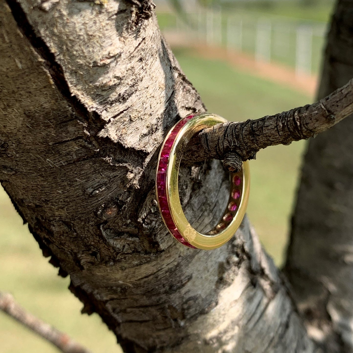 14K Yellow Gold Ruby Eternity Ring, Size 5.25