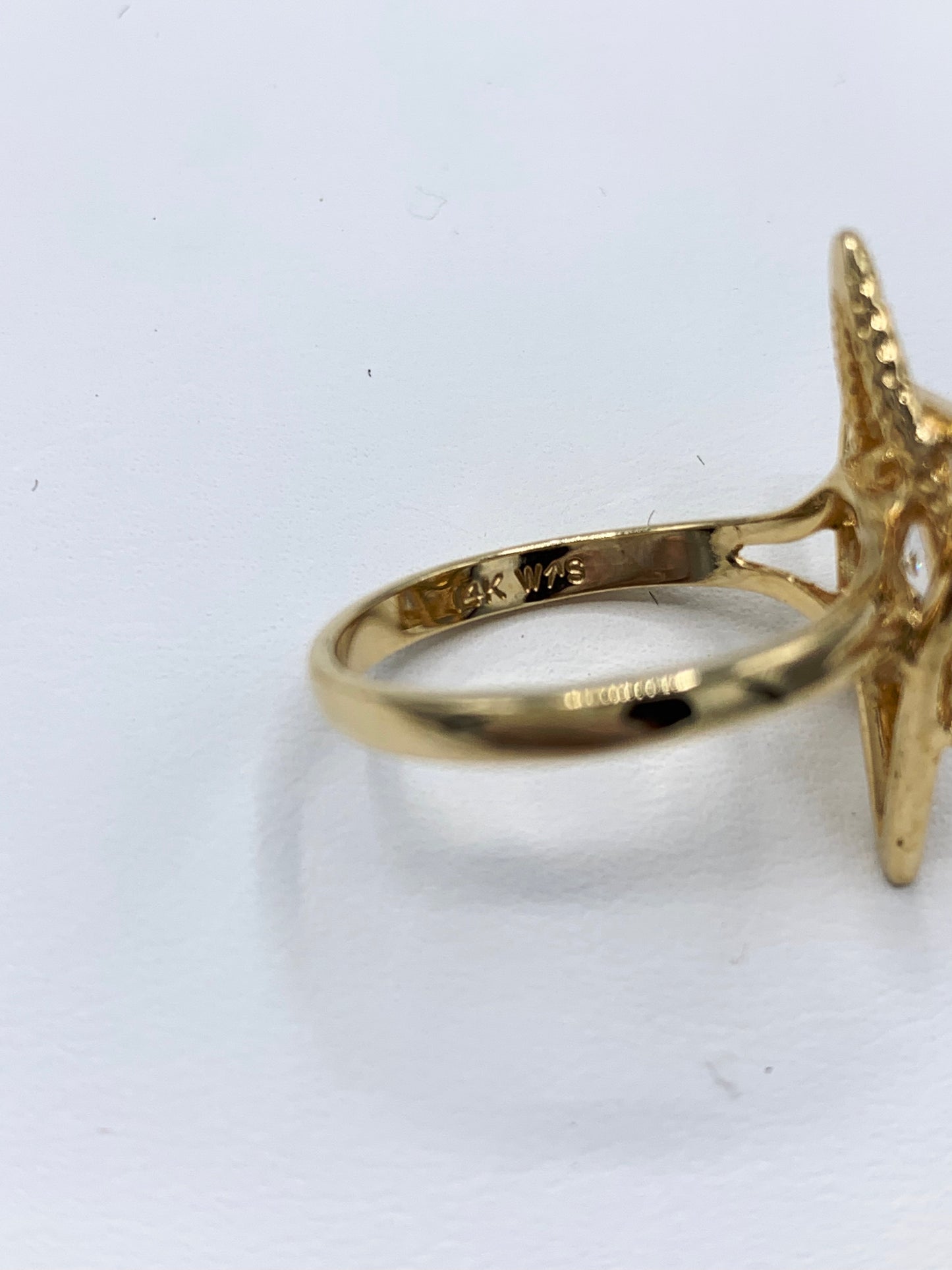 14K Yellow Gold Star of David Marquise Diamond Ring