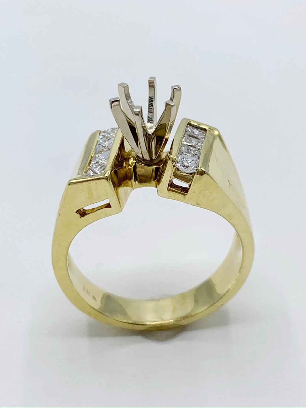 14K Yellow Gold .33TCW Princess Cut Diamond Semi-Mount Engagement Ring