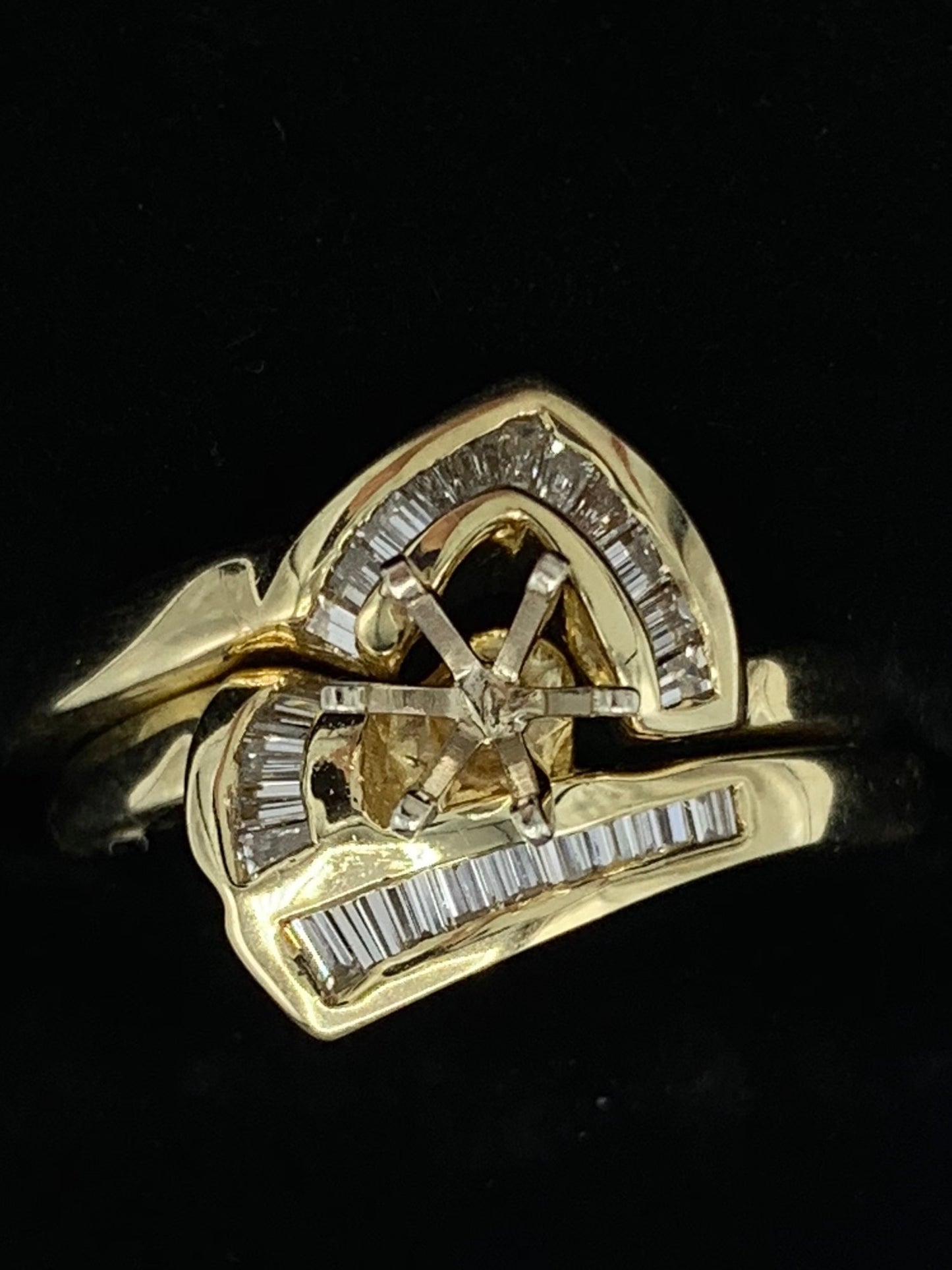 14K Yellow Gold .33 TCW Diamond Semi-Mount Wedding Set