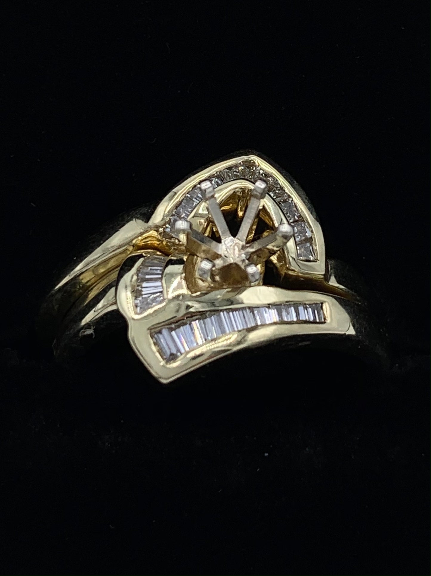 14K Yellow Gold .33 TCW Diamond Semi-Mount Wedding Set
