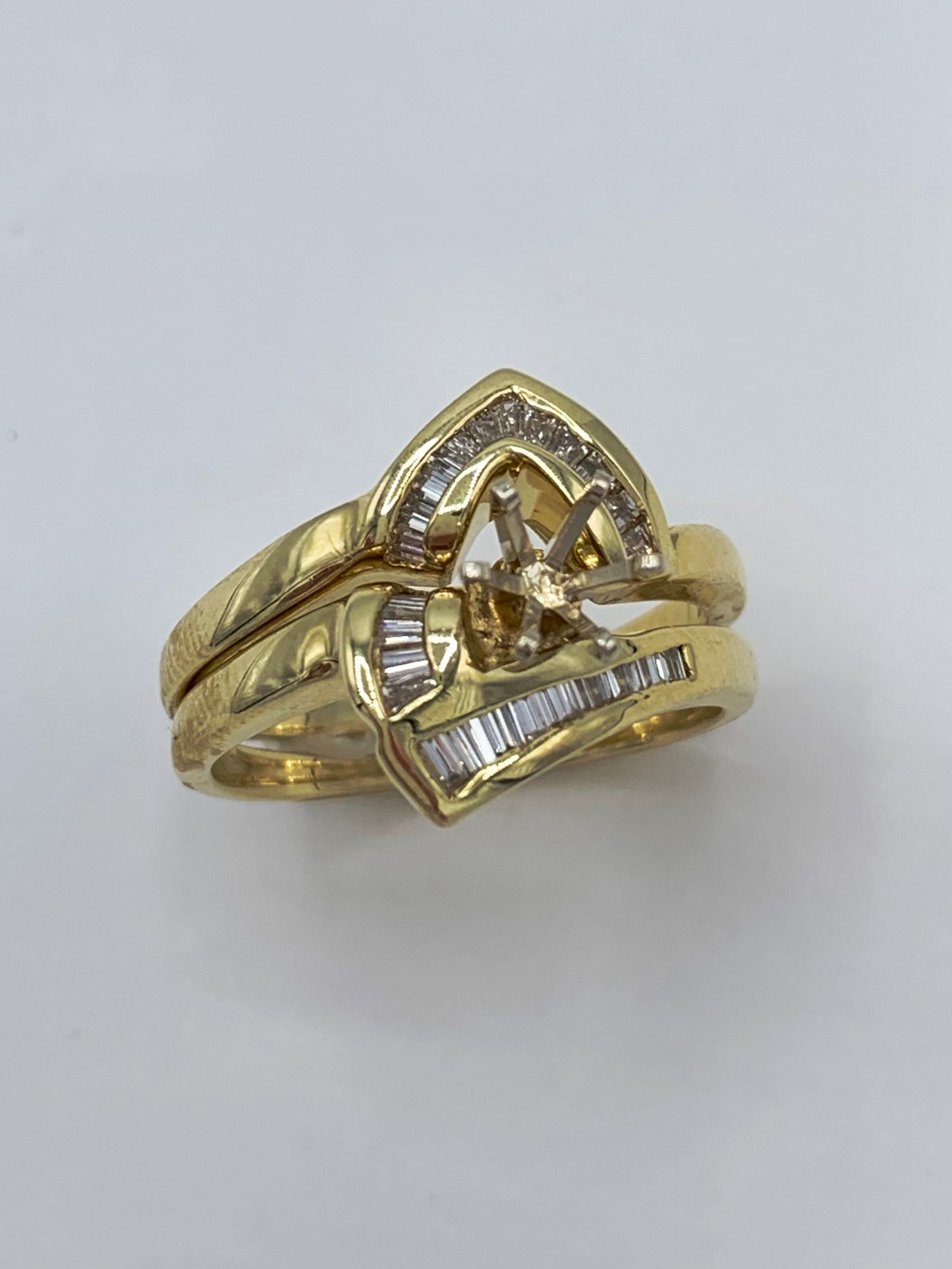 14K Yellow Gold .33 TCW Diamond Semi-Mount Wedding Set