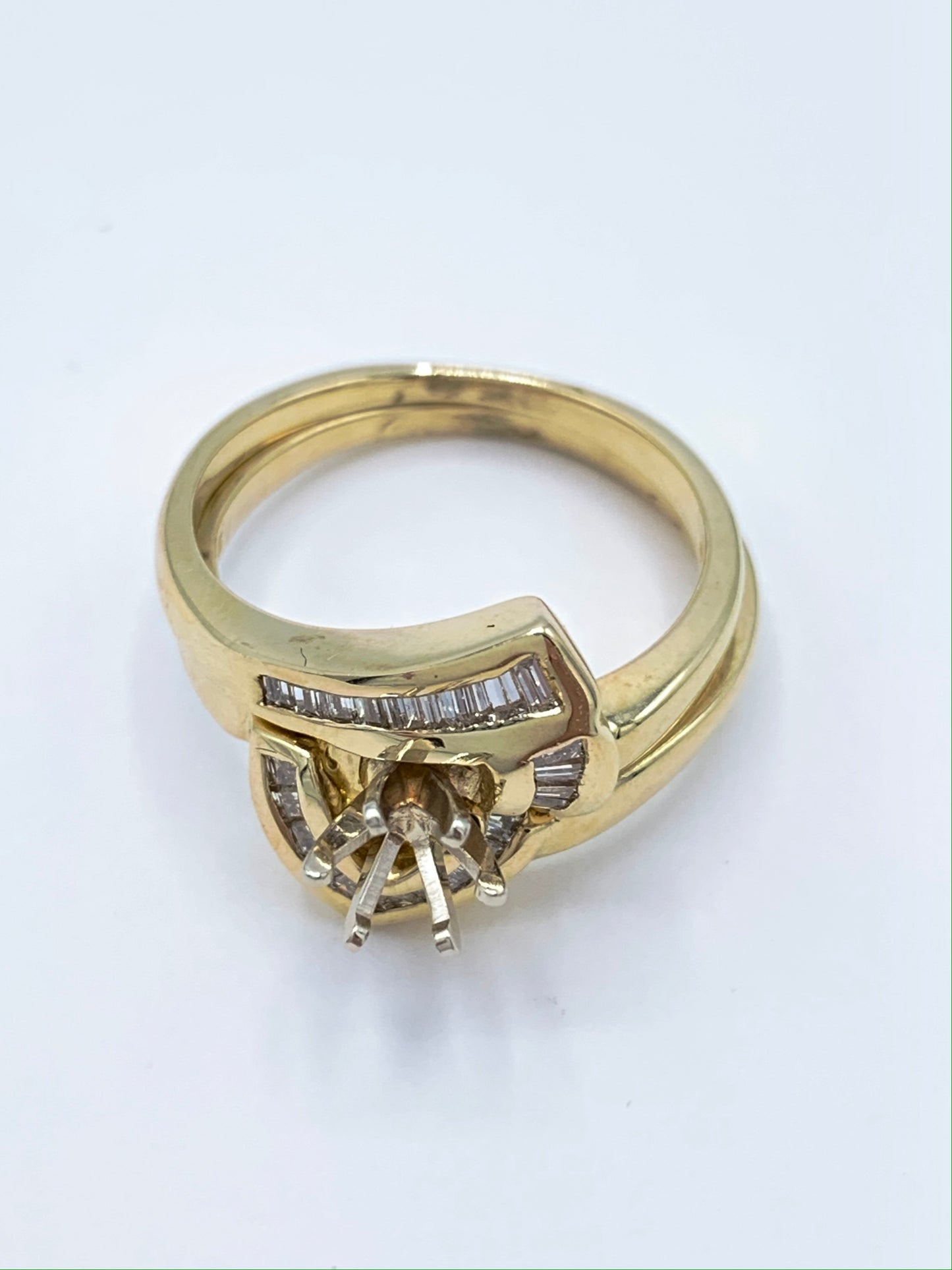 14K Yellow Gold .33 TCW Diamond Semi-Mount Wedding Set