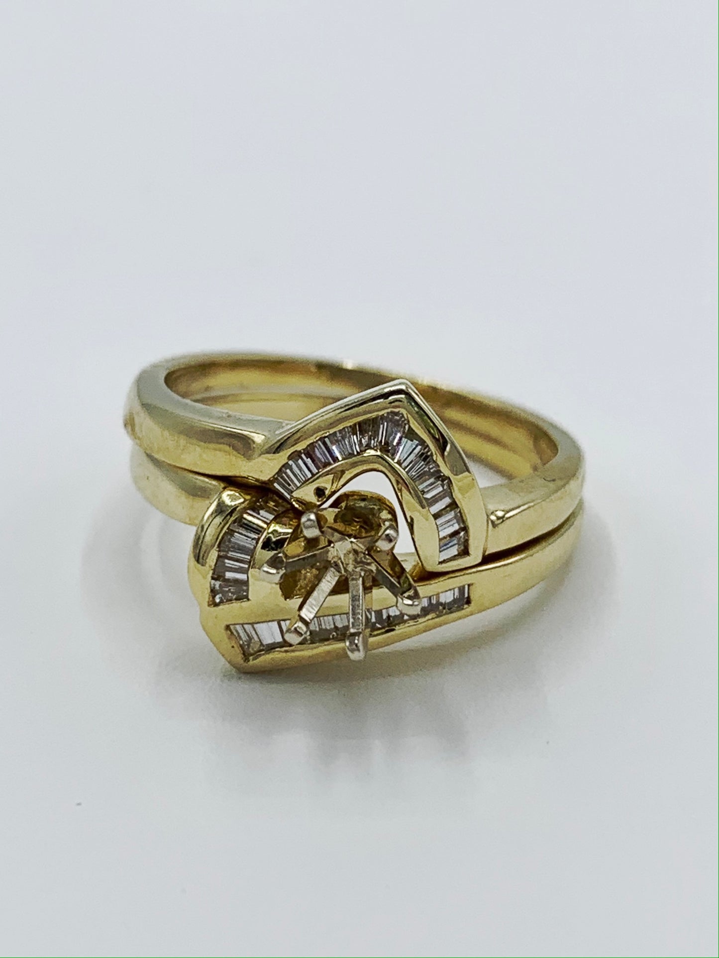 14K Yellow Gold .33 TCW Diamond Semi-Mount Wedding Set