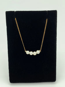 14K Yellow Gold Four Cultured Pearl Necklace