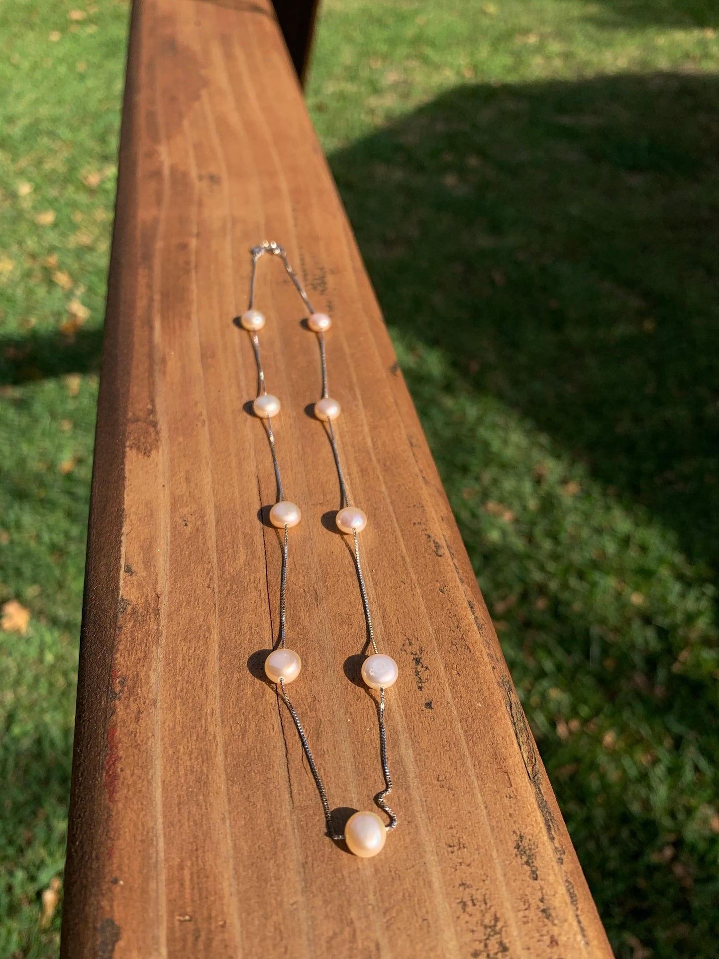 14K White Gold Button Pearl Choker Necklace