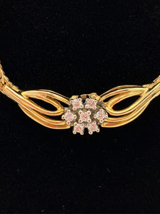 Estate 14K Yellow Gold Diamond Foxtail Necklace with Magnetic Catch
