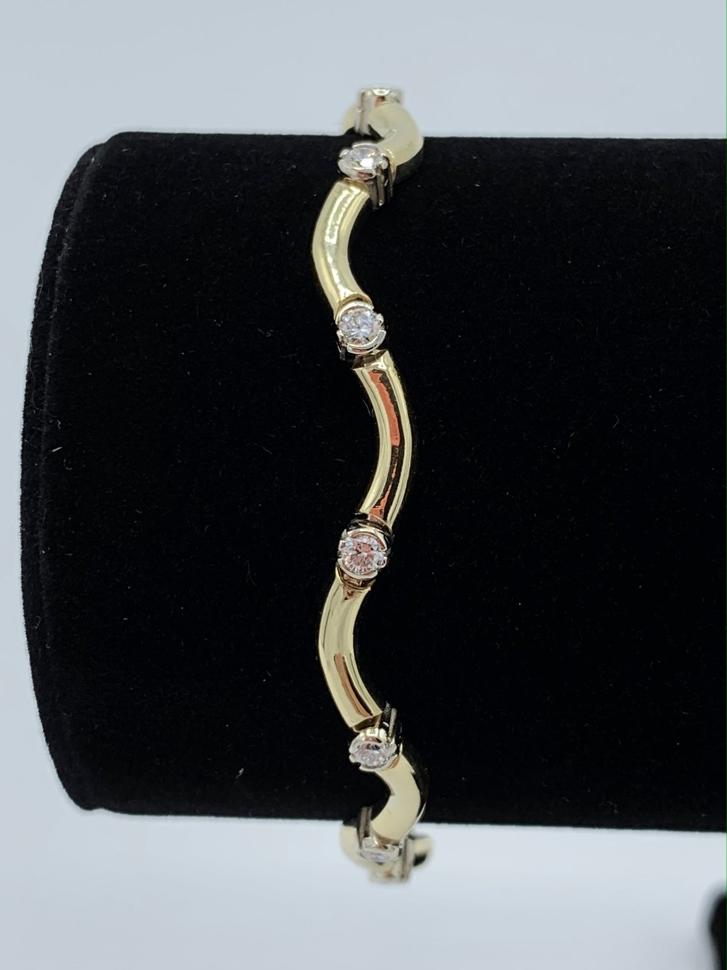 14K Yellow and White Gold Two Tone Diamond Bracelet
