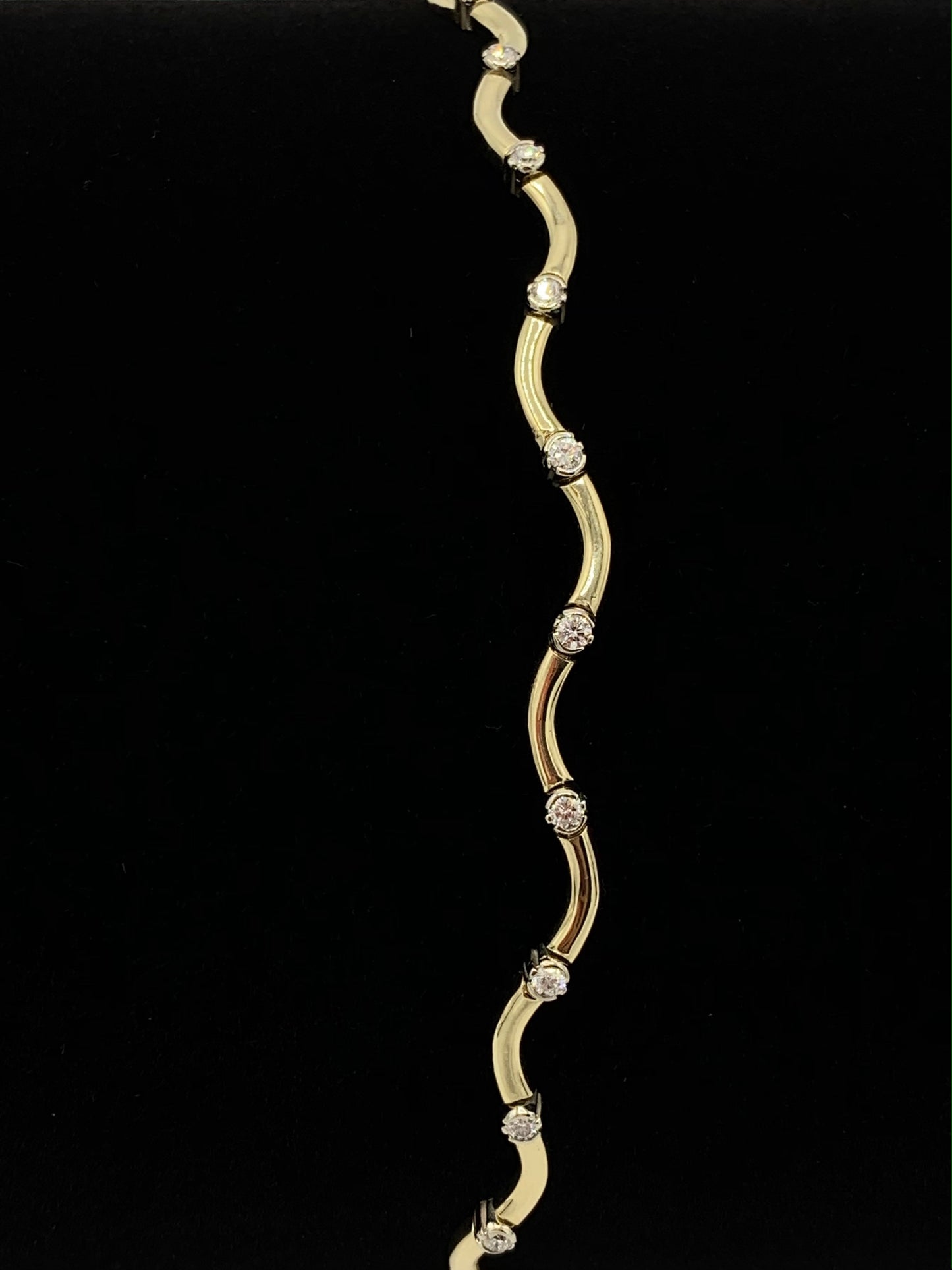 14K Yellow and White Gold Two Tone Diamond Bracelet