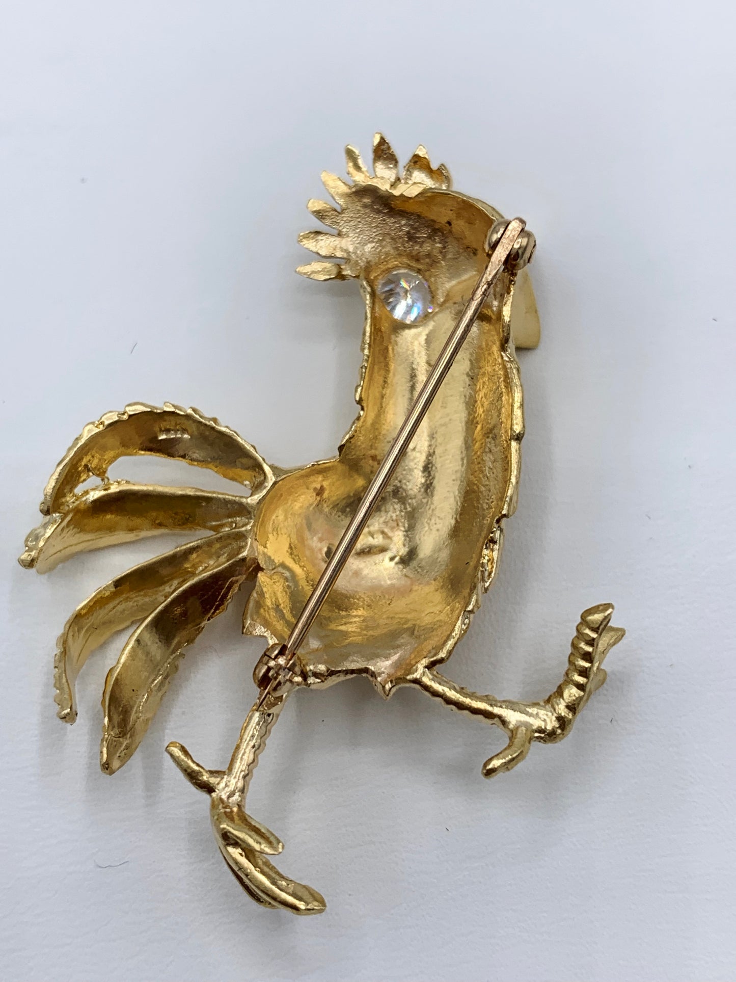 Estate 14K Yellow Gold Diamond Rooster Pin