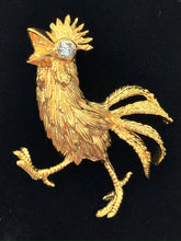 Load image into Gallery viewer, Estate 14K Yellow Gold Diamond Rooster Pin
