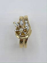 Load image into Gallery viewer, 14K Yellow Gold Baguette and Round Diamond Semi-Mount Wedding Set
