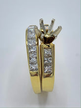 Load image into Gallery viewer, 1.50 Carat Princess Cut Diamond Semi-Mount Wedding Set in 14K Yellow Gold
