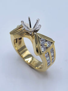 1 TCW Diamond Semi-Mount Engagement Ring in 14K Yellow Gold