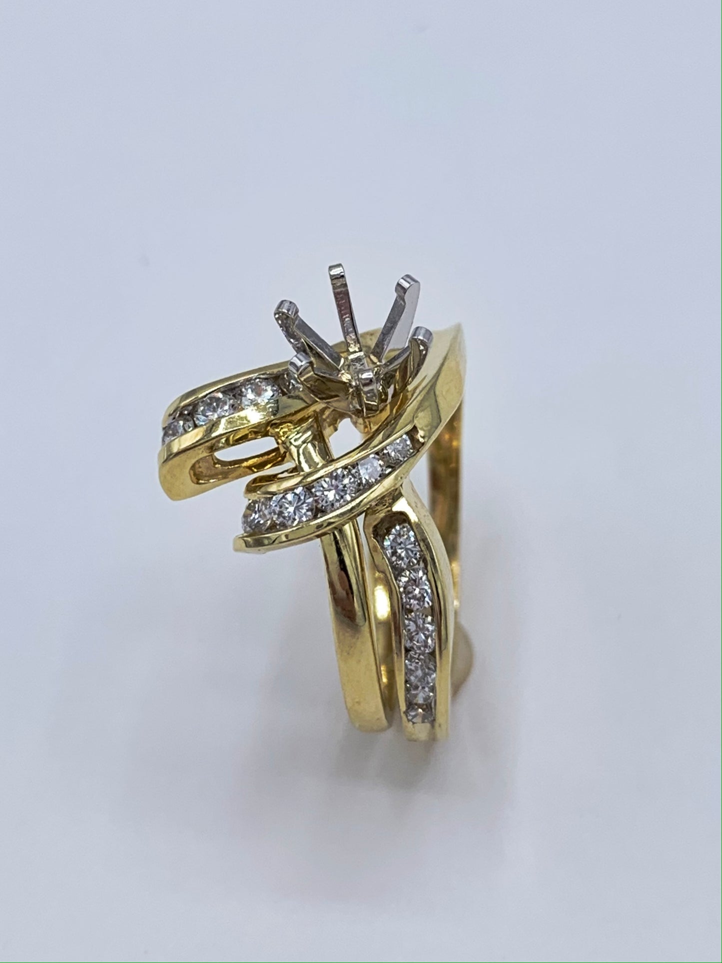 14K Yellow Gold .50 TCW Round Diamond Semi-Mount Wedding Set