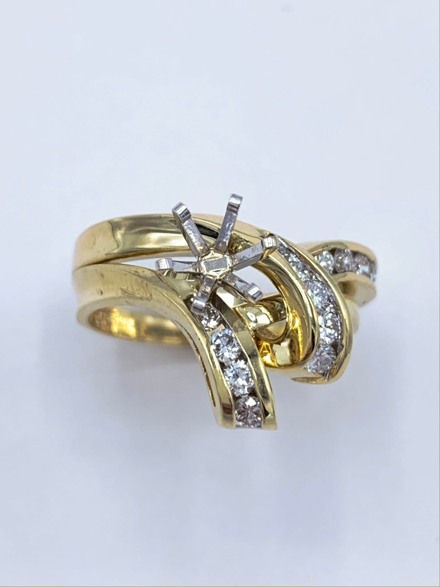 14K Yellow Gold .50 TCW Round Diamond Semi-Mount Wedding Set