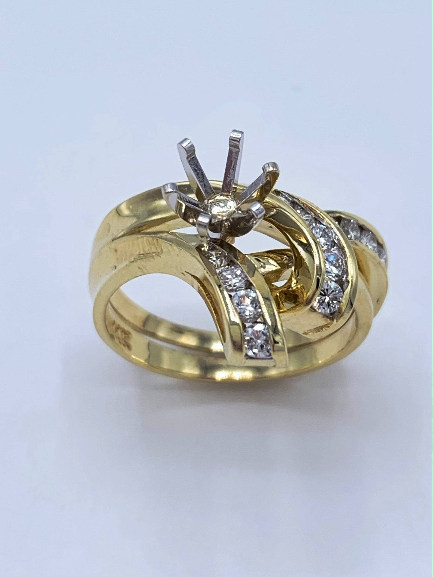 14K Yellow Gold .50 TCW Round Diamond Semi-Mount Wedding Set
