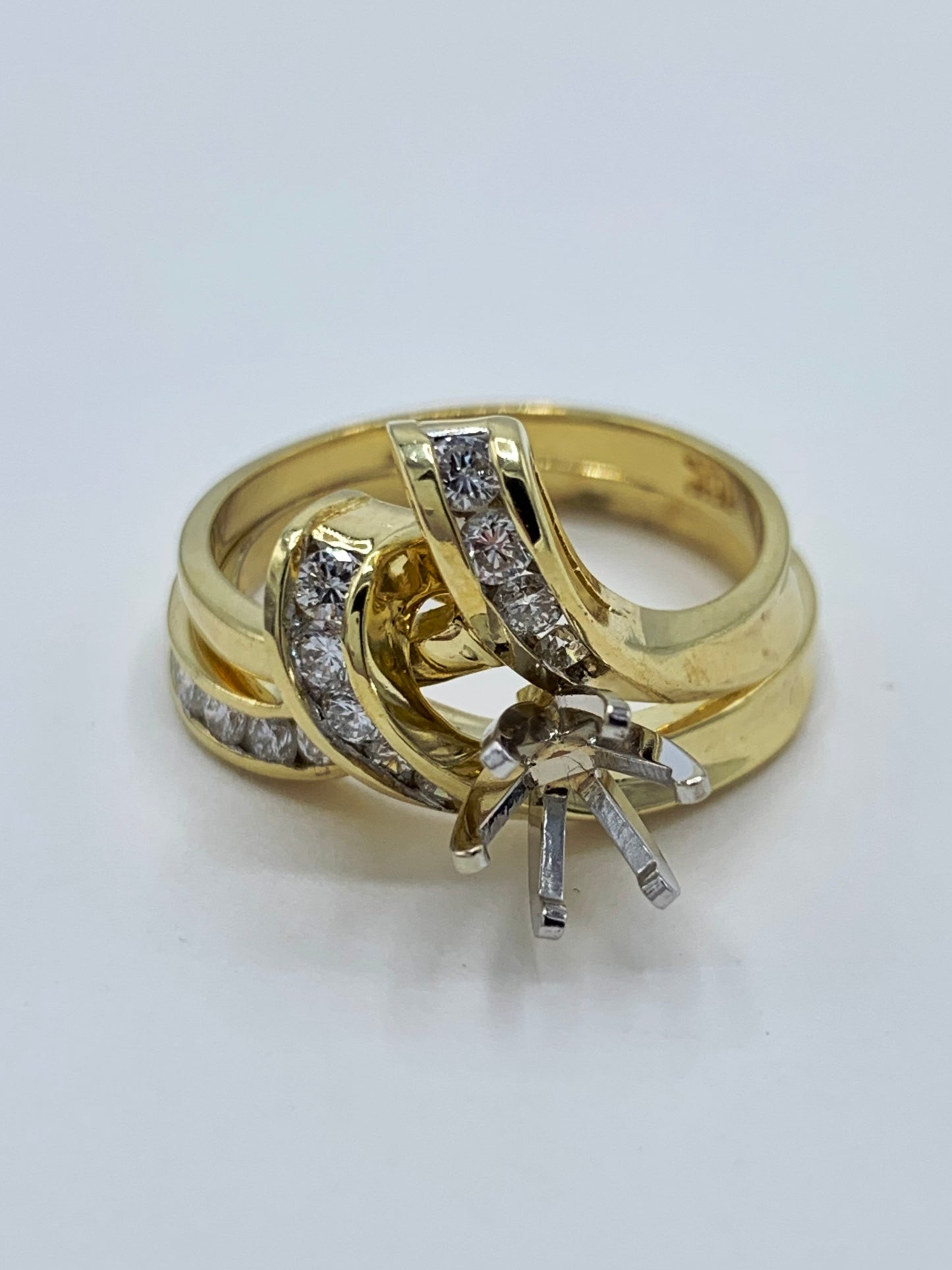 14K Yellow Gold .50 TCW Round Diamond Semi-Mount Wedding Set