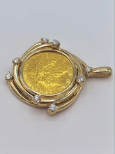 Load image into Gallery viewer, Estate 14K Yellow Gold Canadian 1/10th Ounce Maple Leaf Gold Coin and Frame Pendant with Diamonds

