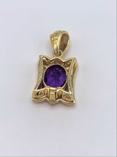 Load image into Gallery viewer, 14K Yellow Gold Shadow Box Pendant with Checkboard Cut Genuine Amethyst
