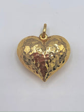 Load image into Gallery viewer, 14K Yellow Gold Puffed Heart Pendant with Hammered Finish
