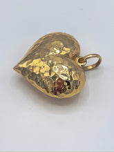 Load image into Gallery viewer, 14K Yellow Gold Puffed Heart Pendant with Hammered Finish
