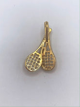 Load image into Gallery viewer, 14K Yellow Gold Double Tennis Racket Pendant with Small Diamond
