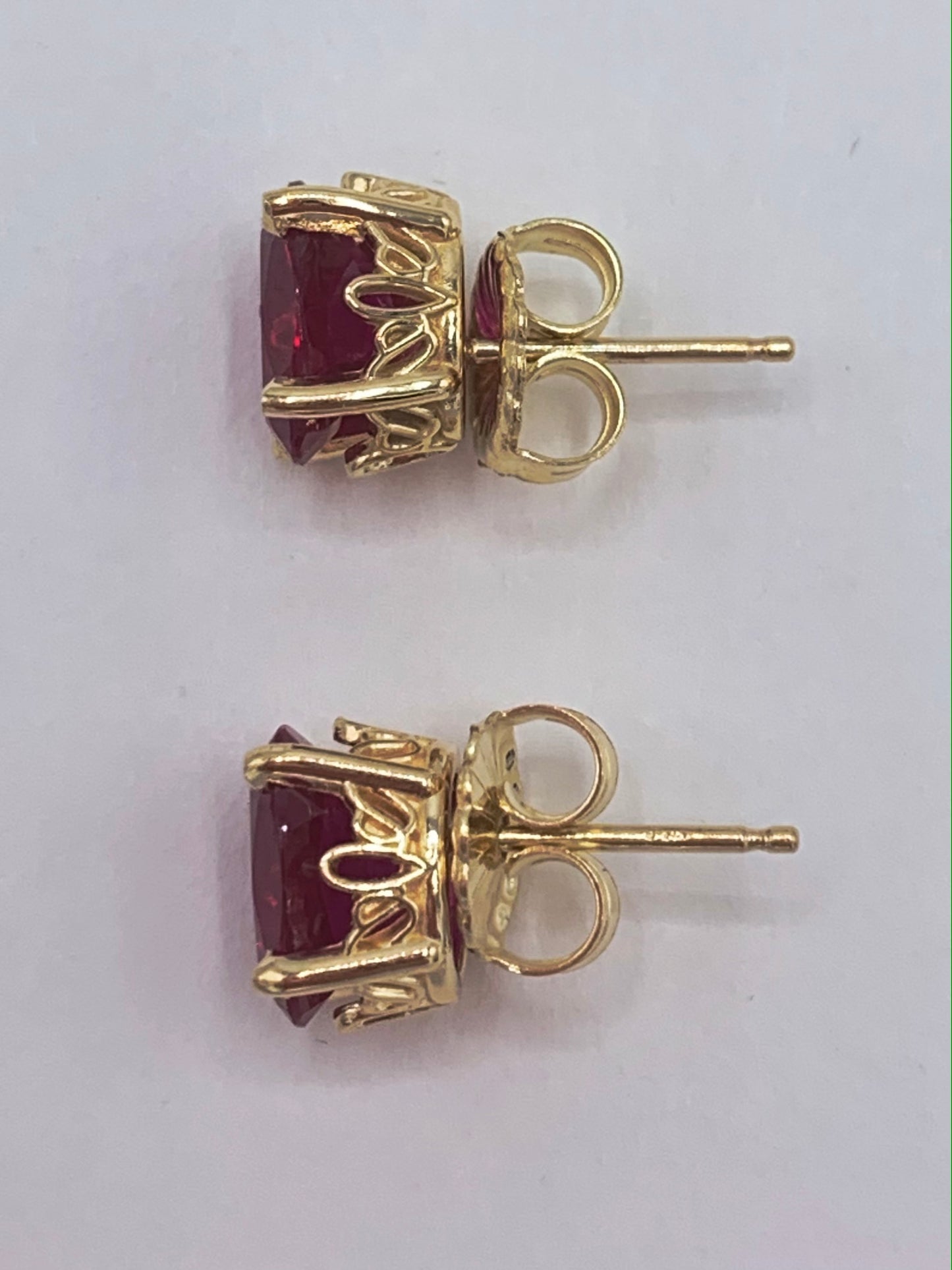 14K Yellow Gold Oval Ruby Earrings