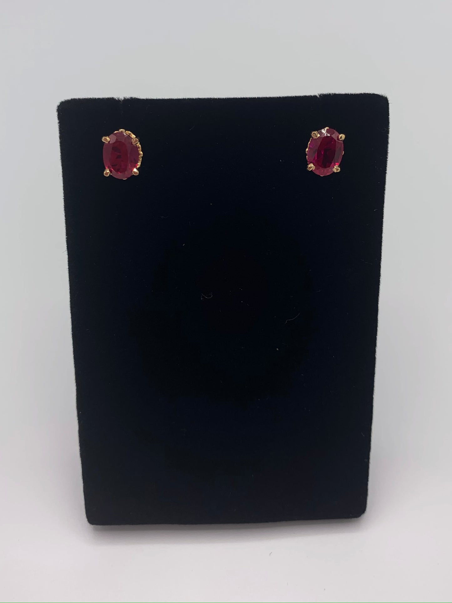 14K Yellow Gold Oval Ruby Earrings