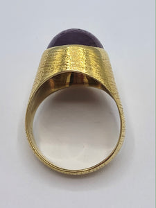 Estate 18K Yellow Gold Vintage Genuine Star Ruby Men's Ring