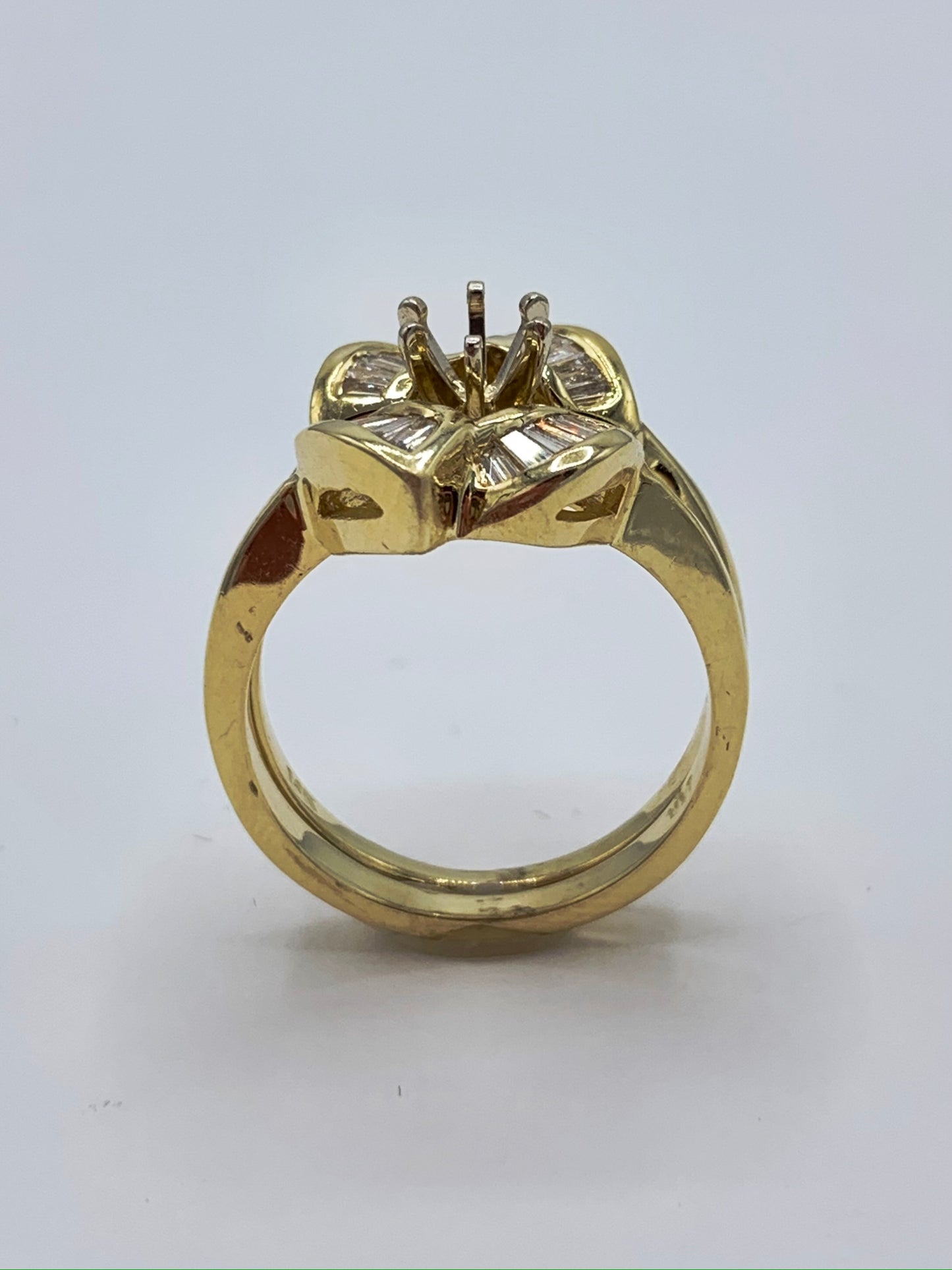 14K Yellow Gold .33 TCW Baguette Diamond Semi-Mount Wedding Set