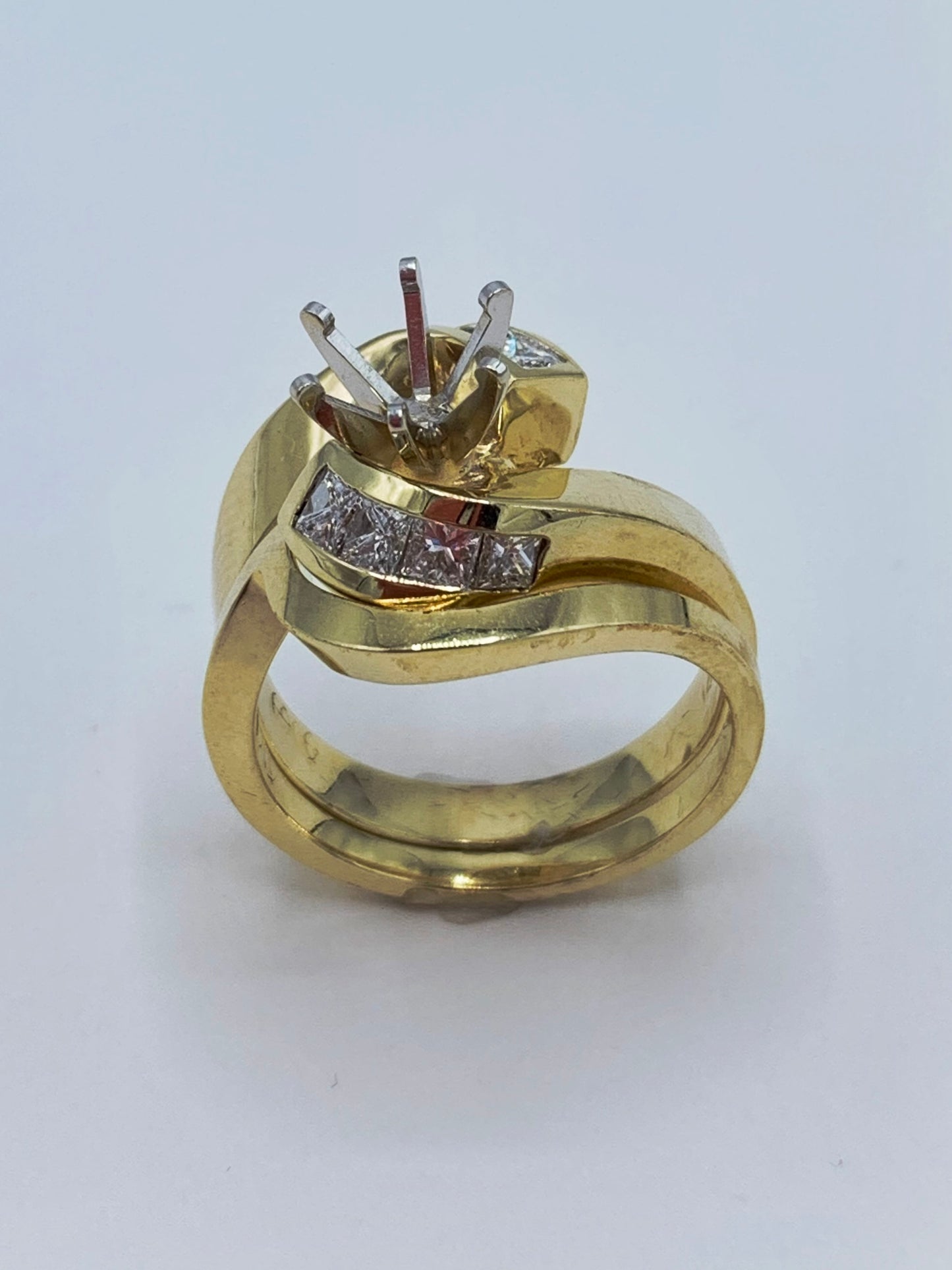 .80 TCW Princess Cut Diamond Semi-Mount Wedding Set in 14K Yellow Gold