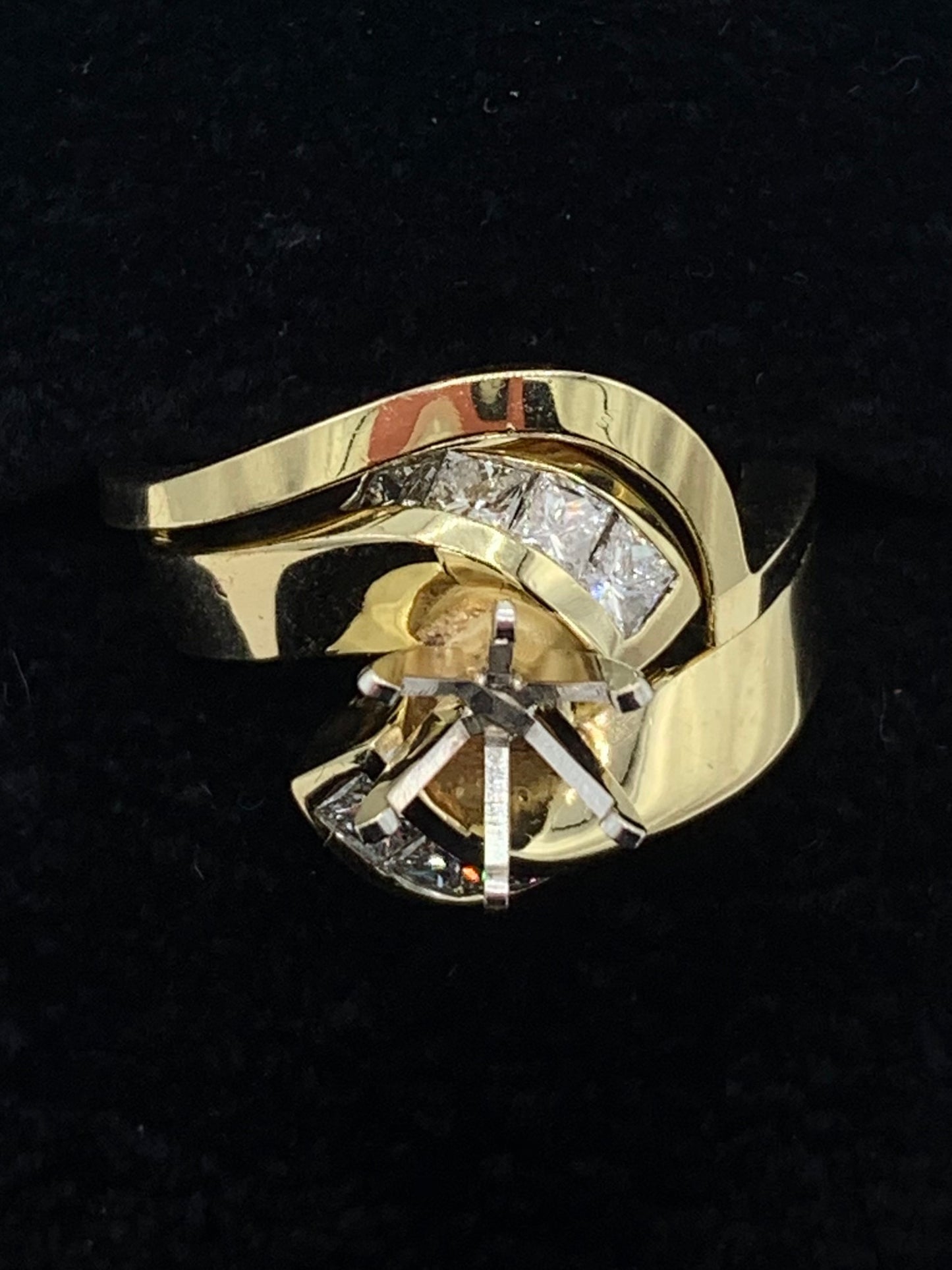 .80 TCW Princess Cut Diamond Semi-Mount Wedding Set in 14K Yellow Gold