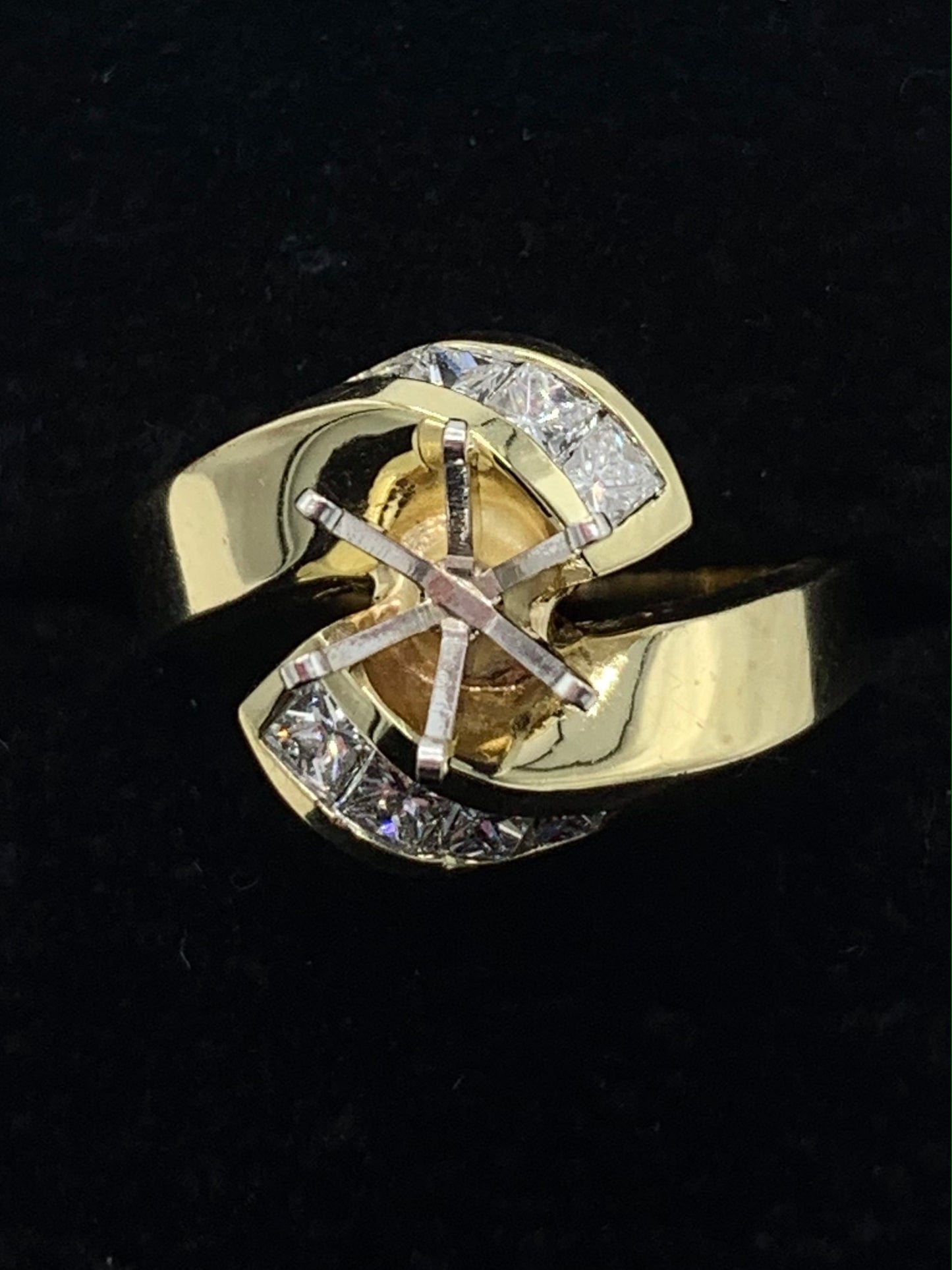 .80 TCW Princess Cut Diamond Semi-Mount Wedding Set in 14K Yellow Gold