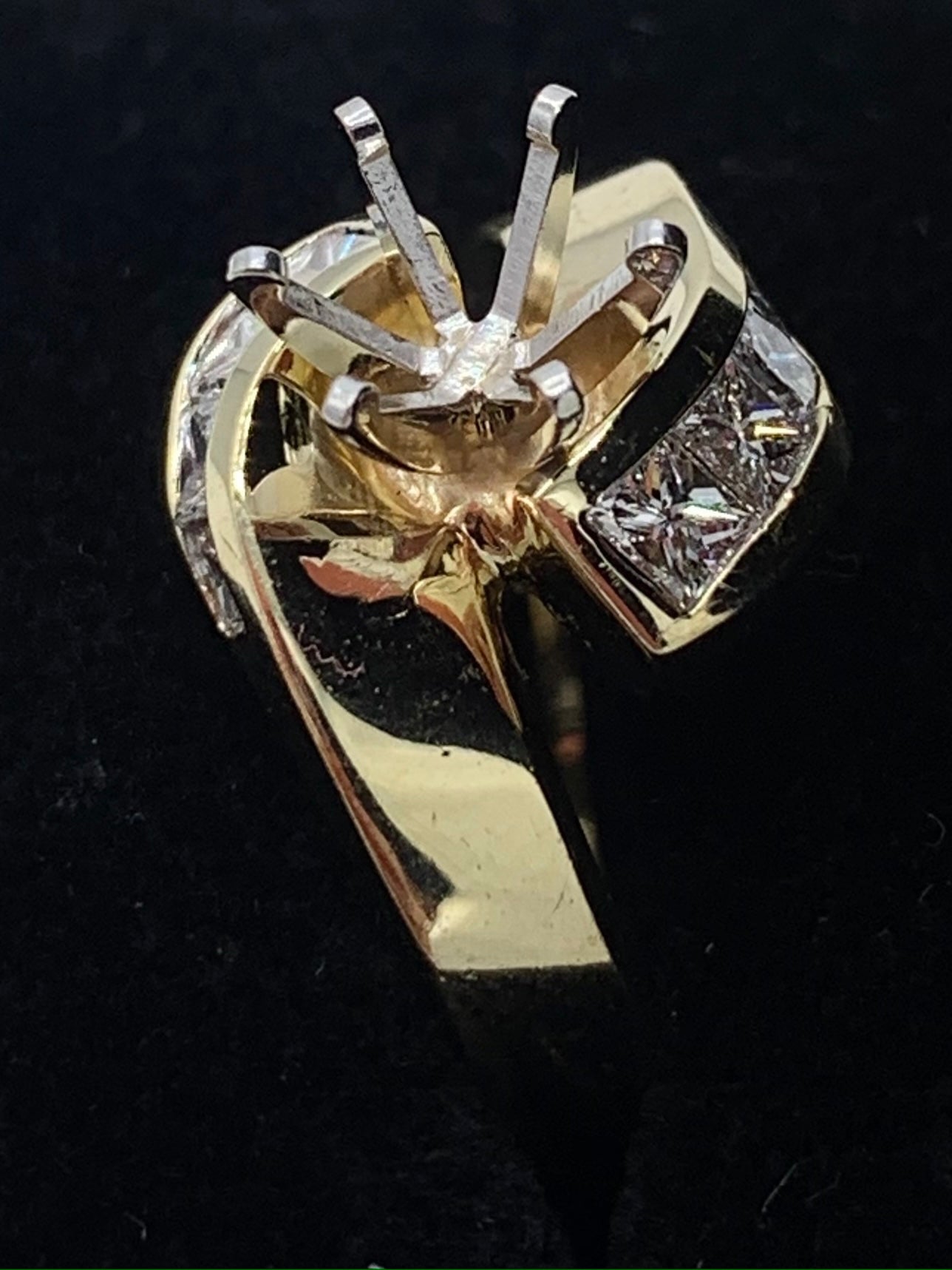 .80 TCW Princess Cut Diamond Semi-Mount Wedding Set in 14K Yellow Gold