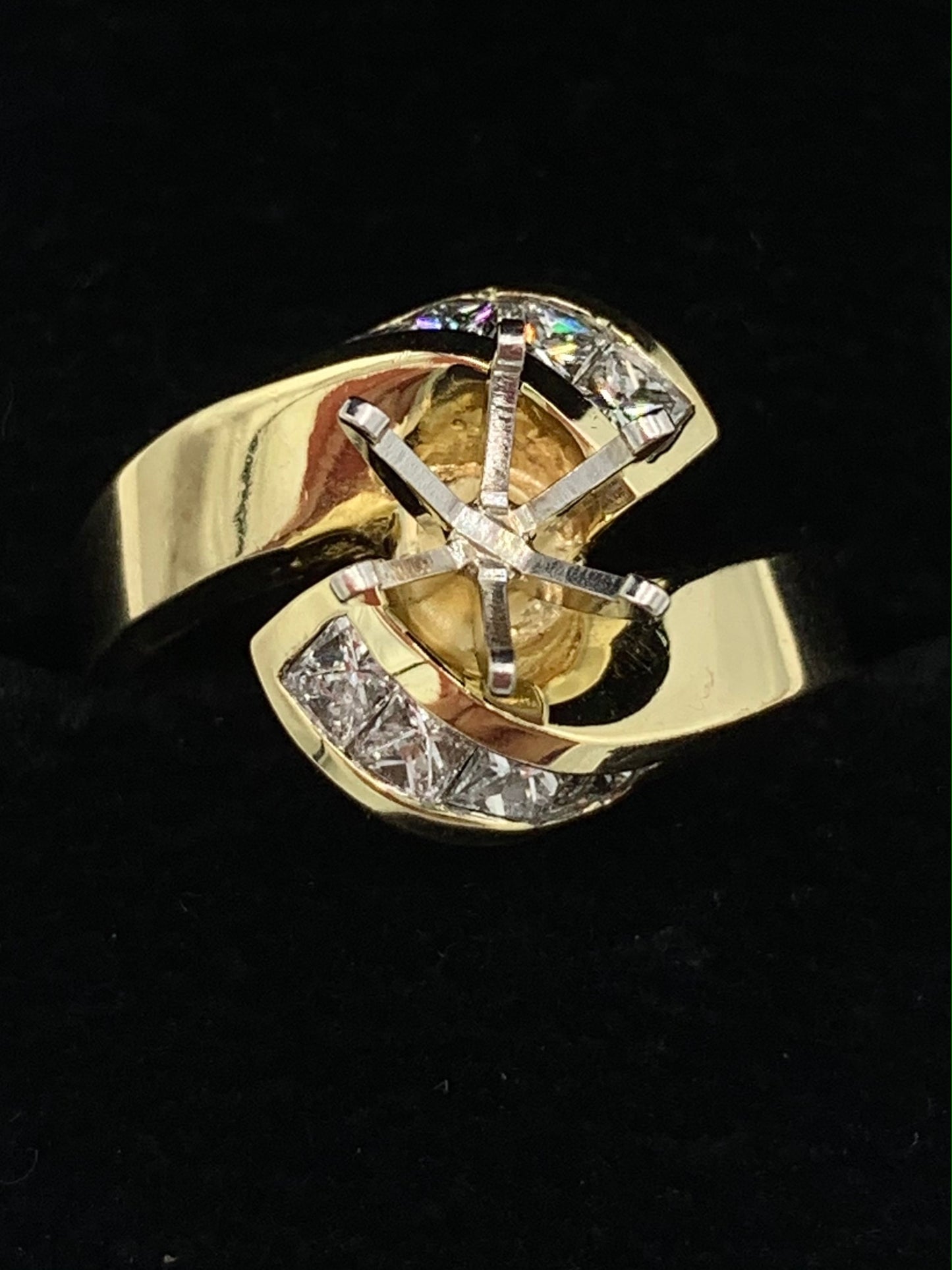 .80 TCW Princess Cut Diamond Semi-Mount Wedding Set in 14K Yellow Gold