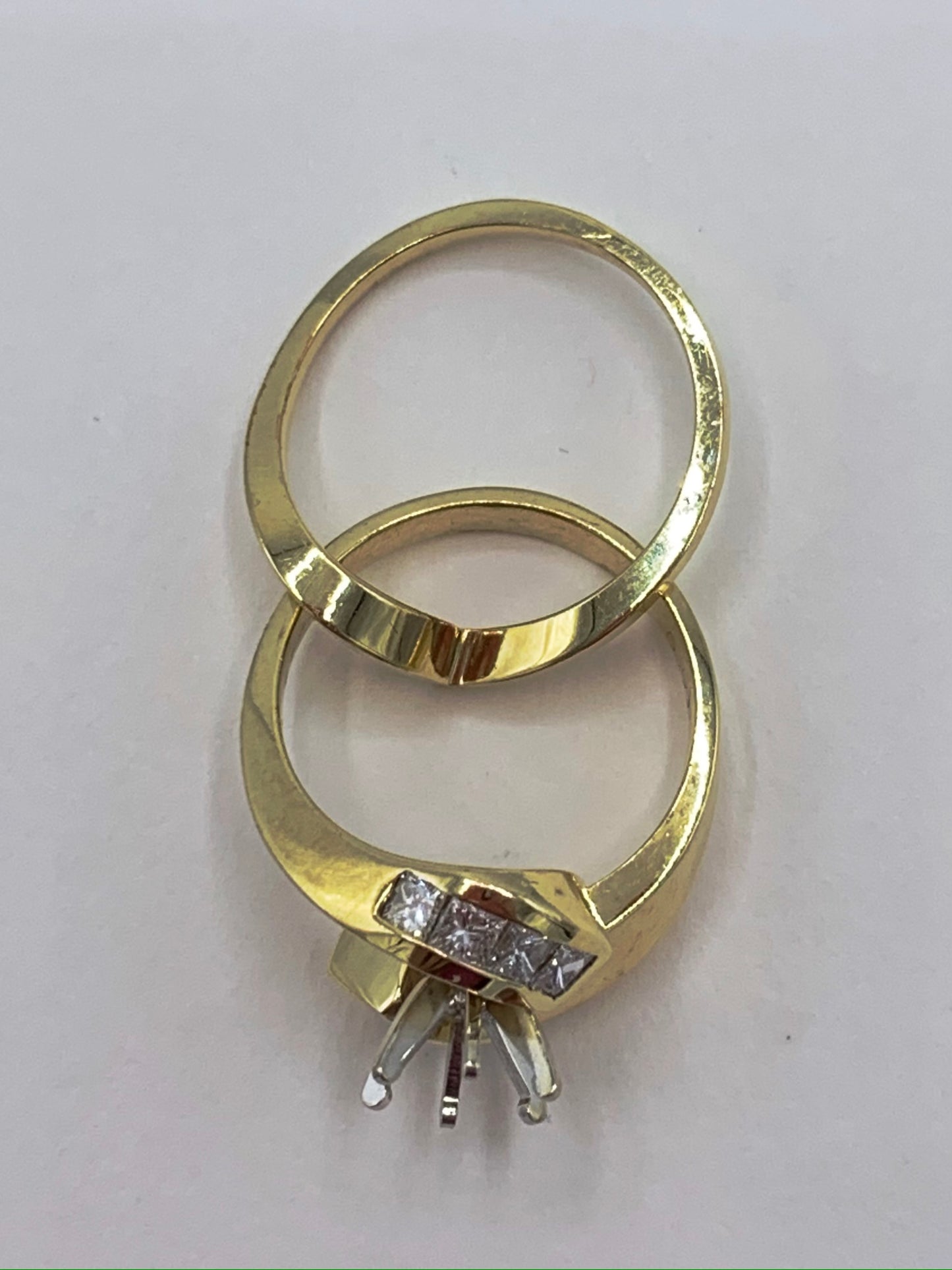 .80 TCW Princess Cut Diamond Semi-Mount Wedding Set in 14K Yellow Gold