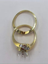 Load image into Gallery viewer, .80 TCW Princess Cut Diamond Semi-Mount Wedding Set in 14K Yellow Gold
