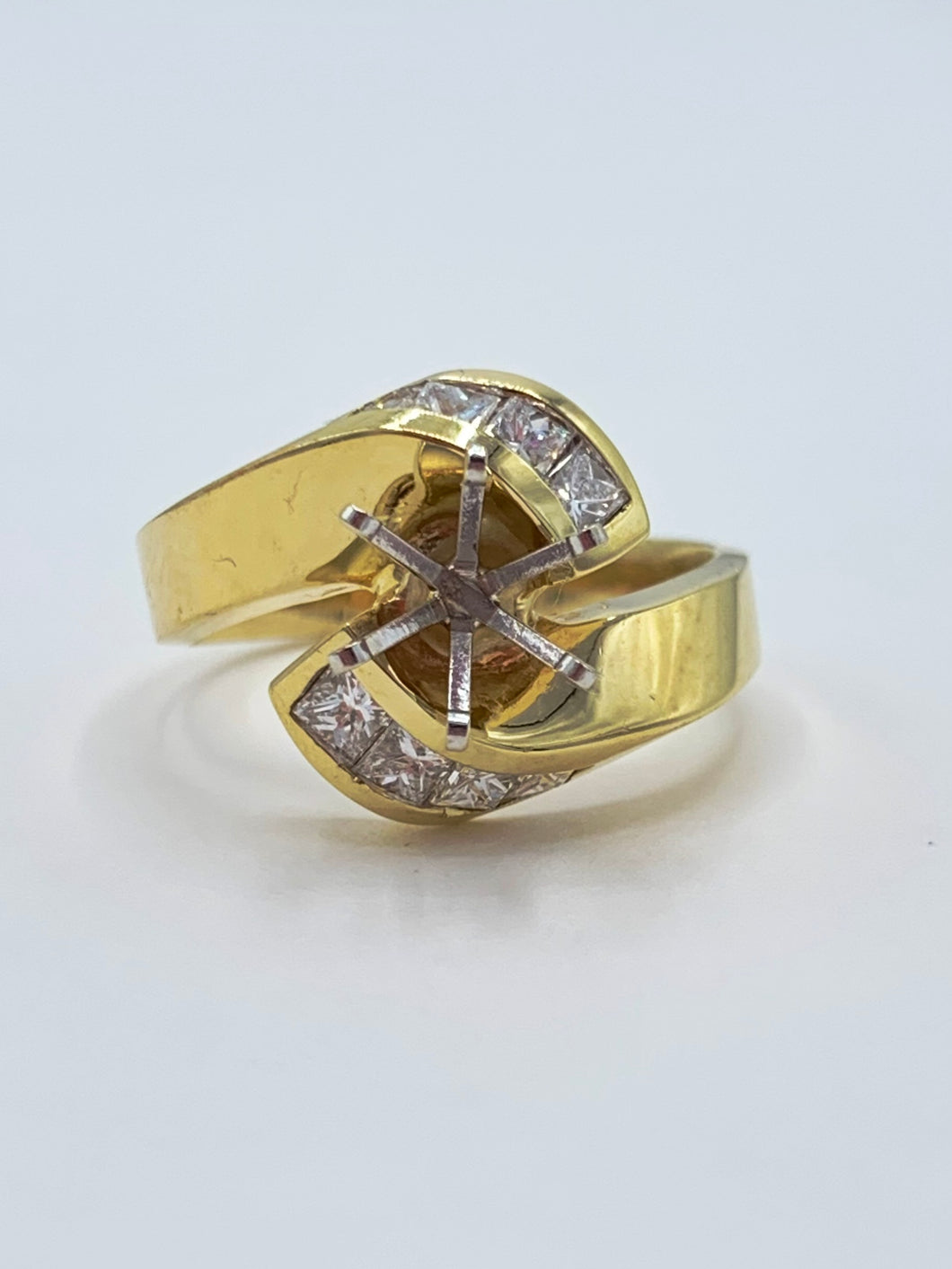.80 TCW Princess Cut Diamond Semi-Mount Wedding Set in 14K Yellow Gold