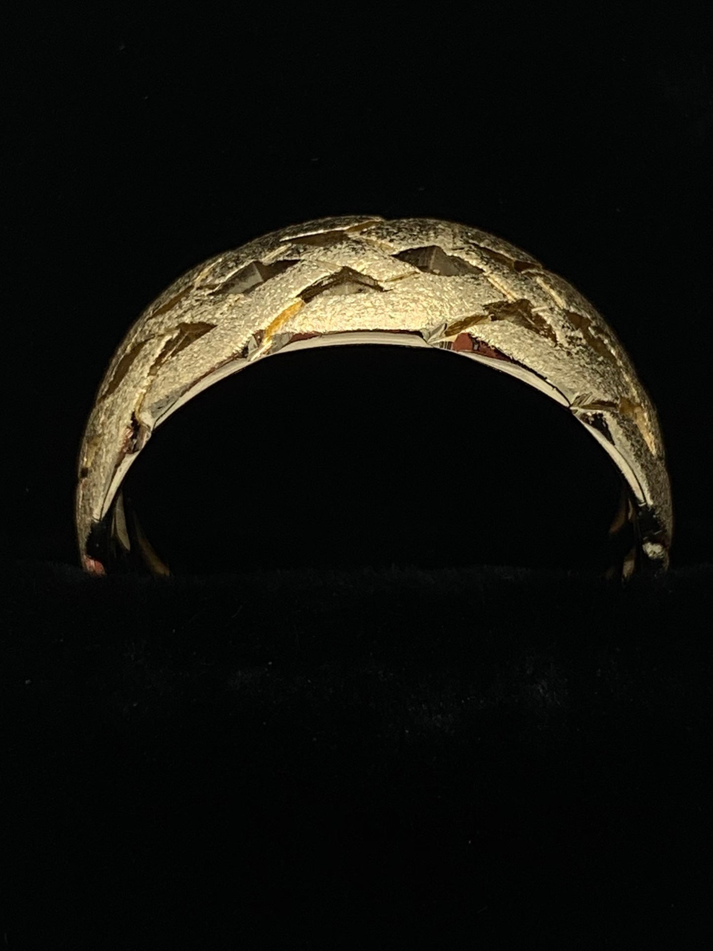 14K Yellow Gold 8mm Wedding Band with Basket Weave and Satin Finish