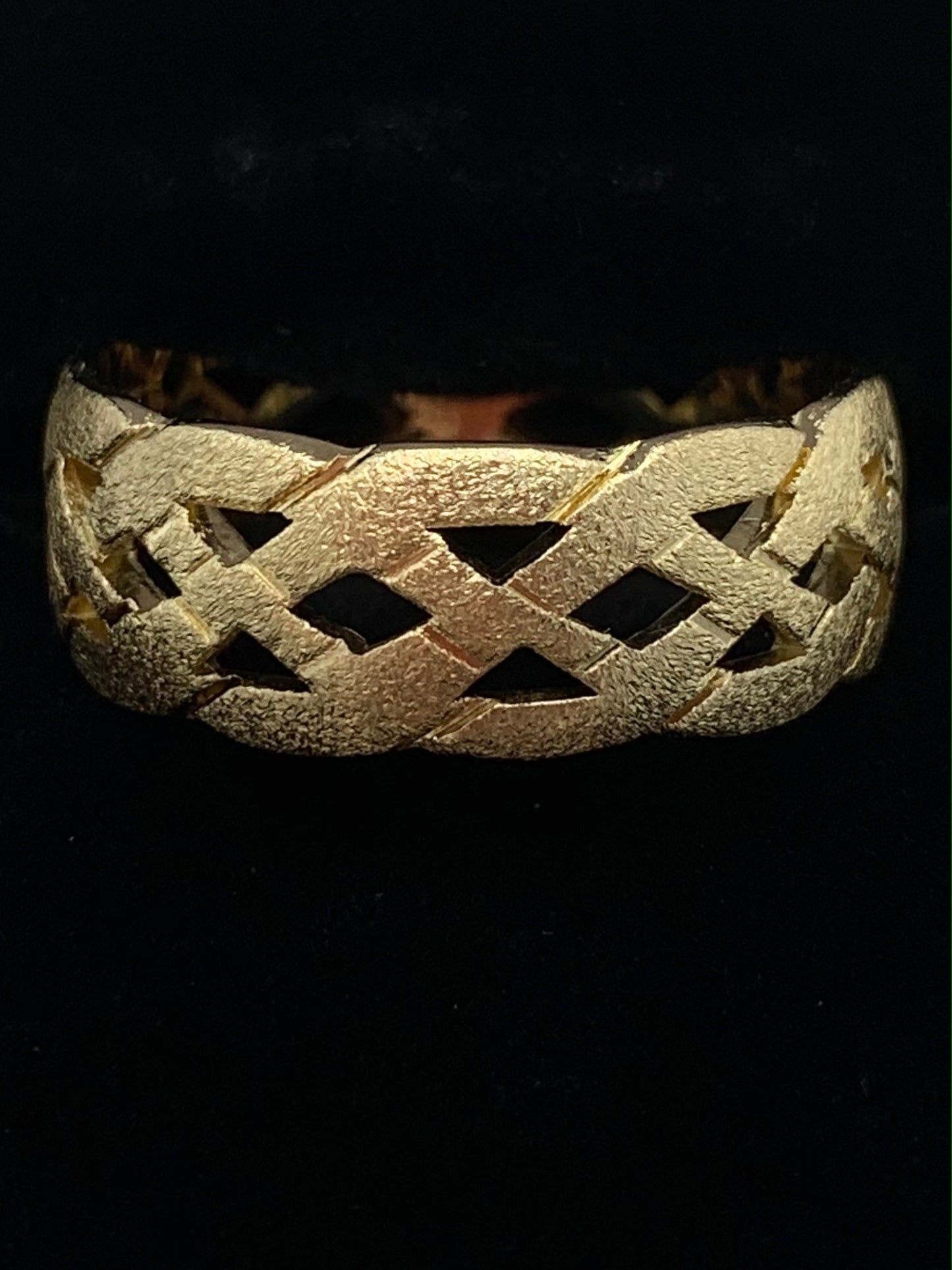14K Yellow Gold 8mm Wedding Band with Basket Weave and Satin Finish
