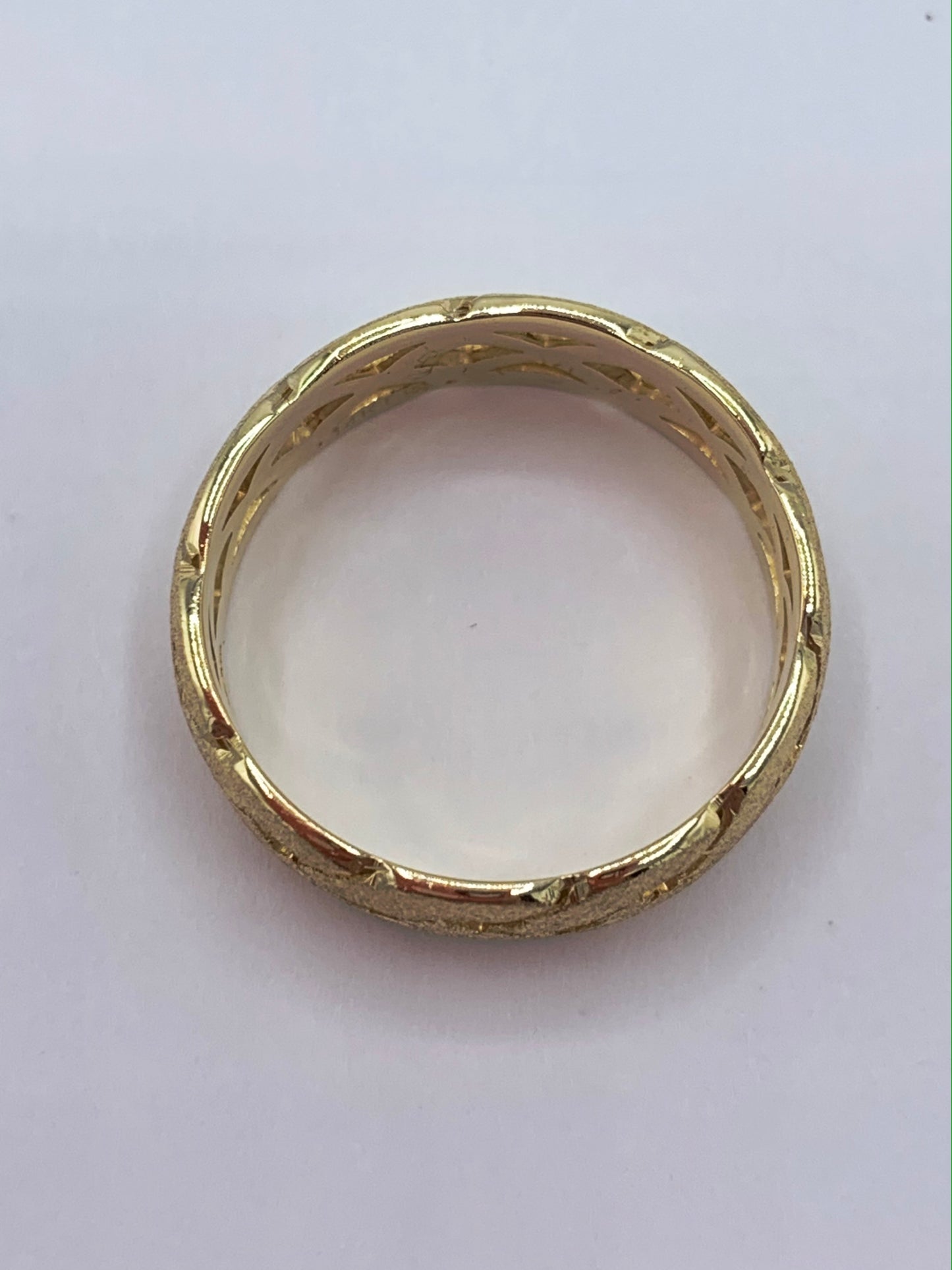 14K Yellow Gold 8mm Wedding Band with Basket Weave and Satin Finish
